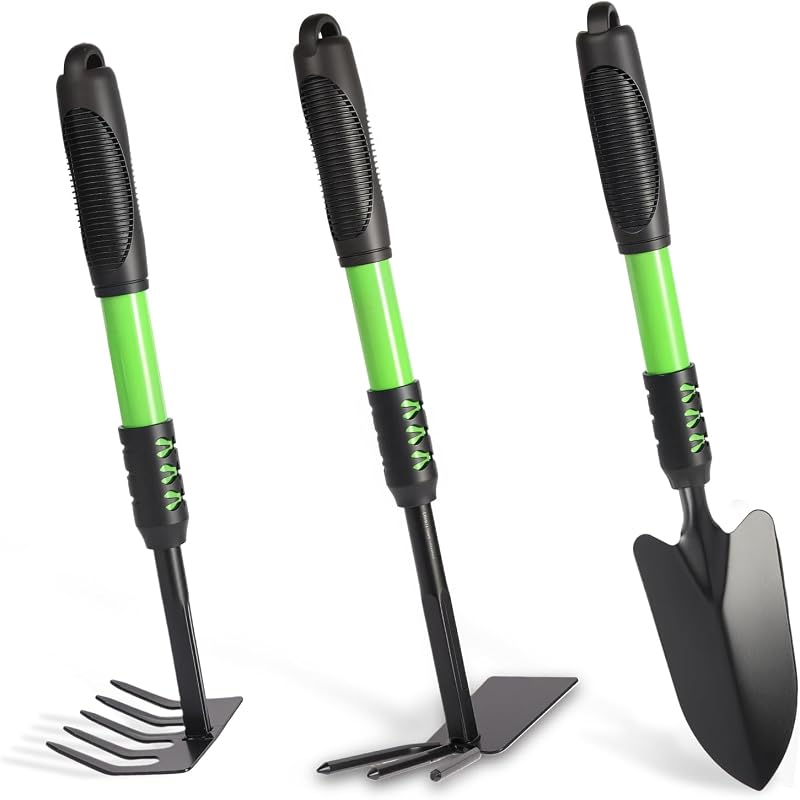 Gardening Tool, 3 Pack Lightweight Heavy Duty Spade Shovel, Garden Tools and Hand Rake with Soft Rubber Non-S…