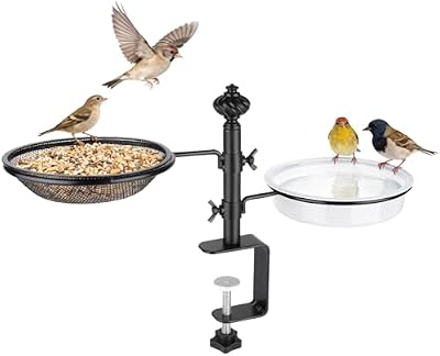 BOLITE Balcony Bird Feeder for Deck Railing, Mounted with Mesh & Bath Trays — view 2