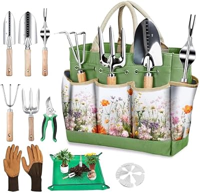 Gardening Tools Set for Women 29Pcs Heavy Duty Garden Hand Tools Set with Floral Tote Bag Rust-Proof Garden T… — view 2