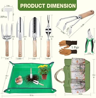 Gardening Tools Set for Women 29Pcs Heavy Duty Garden Hand Tools Set with Floral Tote Bag Rust-Proof Garden T… — view 3