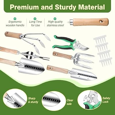 Gardening Tools Set for Women 29Pcs Heavy Duty Garden Hand Tools Set with Floral Tote Bag Rust-Proof Garden T… — view 4