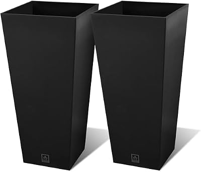 Tall Outdoor Planter 30 Inch 2-Pack, Tapered Design with Drainage Holes — view 2