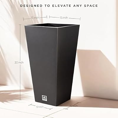 Tall Outdoor Planter 30 Inch 2-Pack, Tapered Design with Drainage Holes — view 3