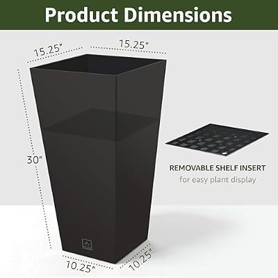 Tall Outdoor Planter 30 Inch 2-Pack, Tapered Design with Drainage Holes — view 4