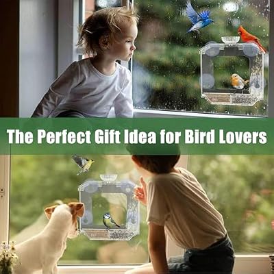 Clear Window Bird Feeder with Strong Suction Cups – Clear Bird Feeding Station with Dual Seed Tray & Water Bo… — view 3