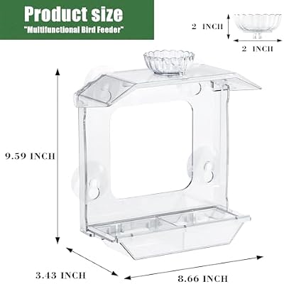 Clear Window Bird Feeder with Strong Suction Cups – Clear Bird Feeding Station with Dual Seed Tray & Water Bo… — view 4