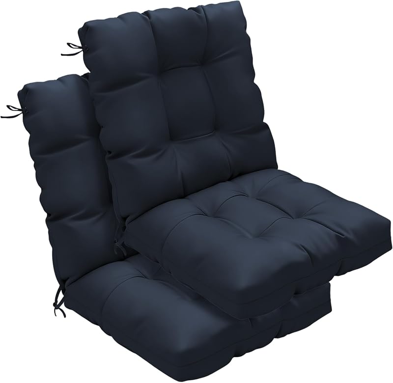 Outdoor Chair Cushions 42x21x4 Inch Set of 2, Dark Blue