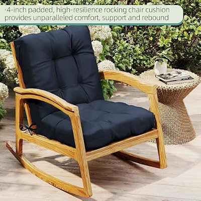 Outdoor Chair Cushions 42x21x4 Inch Set of 2, Dark Blue — view 4