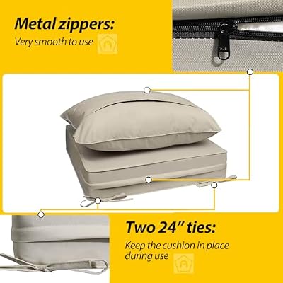 AAAAAcessories Outdoor Chair Cushions, 24 x 24 x 5 + 19 in, Set of 1 — view 4