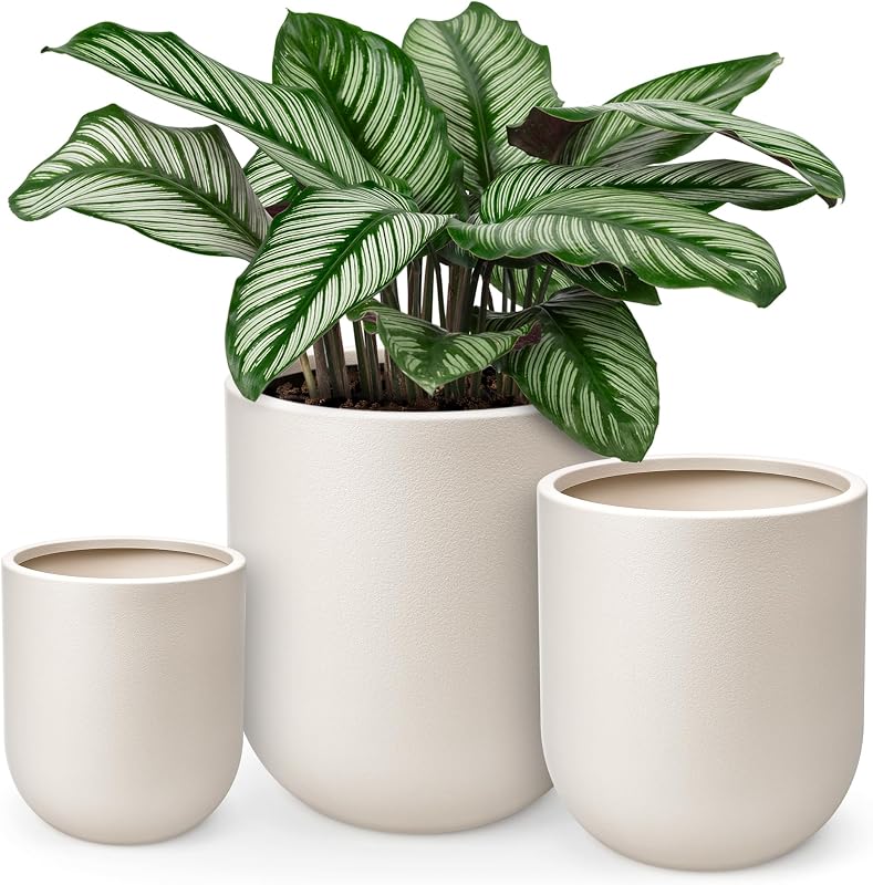 homenote 13/11.5/10 Inch Large Plastic Plant Pots with Drain Holes (3 Pcs)