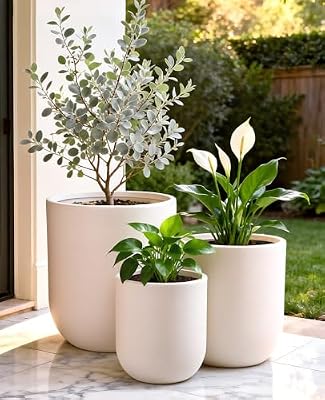 homenote 13/11.5/10 Inch Large Plastic Plant Pots with Drain Holes (3 Pcs) — view 3