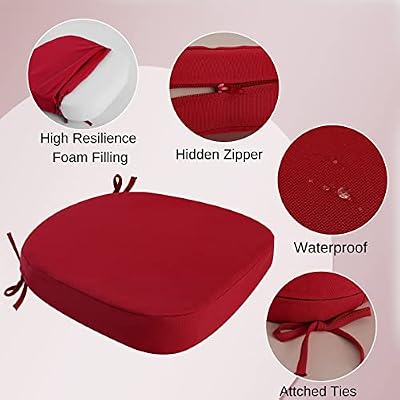 idee-home Outdoor Chair Cushions Set of 2, 17" x 17" D-Shaped — view 3