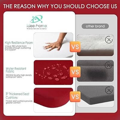idee-home Outdoor Chair Cushions Set of 2, 17" x 17" D-Shaped — view 4
