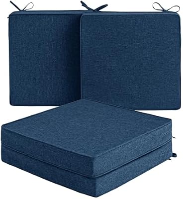 Outdoor Chair Cushions, Set of 4, 19 x 19 Inch, Navy Blue — view 2