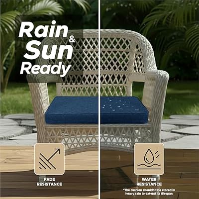 Outdoor Chair Cushions, Set of 4, 19 x 19 Inch, Navy Blue — view 4