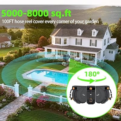 Retractable Garden Hose Reel 1/2 in x100 ft, Wall Mounted Hose Reel — view 3