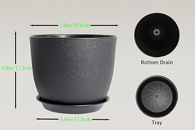 8 Inch Plant Pots Set of 4, Plastic Planters with Drainage Holes and Tray, Flower Pots for Indoor Outdoor Pla… — view 4