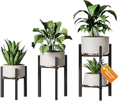 3 Pack Plant Stand Indoor Adjustable, Metal Modern Indoor Plant Stand, Heavy Duty Single Plant Stands Outdoor… — view 2
