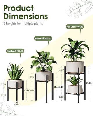 3 Pack Plant Stand Indoor Adjustable, Metal Modern Indoor Plant Stand, Heavy Duty Single Plant Stands Outdoor… — view 3