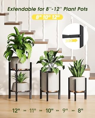 3 Pack Plant Stand Indoor Adjustable, Metal Modern Indoor Plant Stand, Heavy Duty Single Plant Stands Outdoor… — view 4