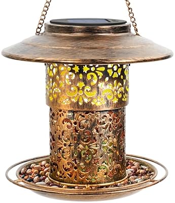 DY-SKTY Metal Bird Feeder for Outdoor Hanging, Large Capacity Solar light Wild Bird Feeder with Drainage Hole… — view 2