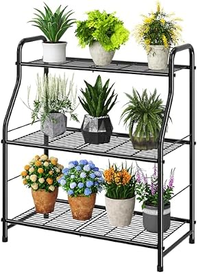 Simple Trending Plant Stand Indoor Outdoor, Plant Shelf for Multiple Pots Metal, 3 Tiers Large Plant Holder f… — view 2