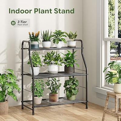 Simple Trending Plant Stand Indoor Outdoor, Plant Shelf for Multiple Pots Metal, 3 Tiers Large Plant Holder f… — view 3