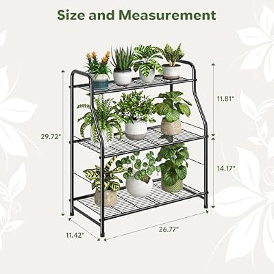 Simple Trending Plant Stand Indoor Outdoor, Plant Shelf for Multiple Pots Metal, 3 Tiers Large Plant Holder f… — view 4