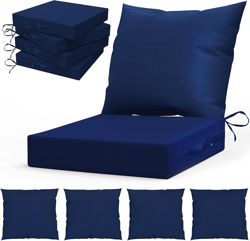 L’AGRATY Outdoor Chair Cushions for Patio Furniture：24" x 24" Deep Seat Cushions with Backrest for Couch Sofa…