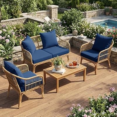L’AGRATY Outdoor Chair Cushions for Patio Furniture:24" x 24" Deep Seat Cushions with Backrest for Couch Sofa… — view 3