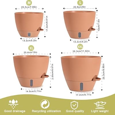 4 Pack Plant Pots,12/10/9/8/ Inch Self Watering Pots for Indoor/Outdoor Plants Deep Reservoir,Nursery Plantin… — view 3