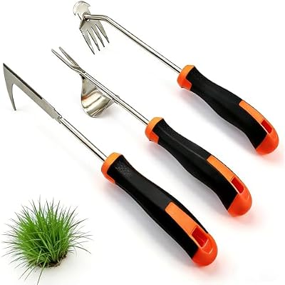 3 in 1 Garden Weeding Tool Set – Manganese Steel Weed Puller, Crack & Crevice Weeder, Ergonomic Scratch Tool… — view 2