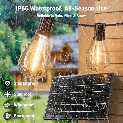 200FT Solar String Lights Outdoor Waterproof 72+2 LED Bulbs, Solar Powered with Remote & USB Port, 3 Light Mo… — view 3