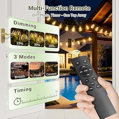 200FT Solar String Lights Outdoor Waterproof 72+2 LED Bulbs, Solar Powered with Remote & USB Port, 3 Light Mo… — view 4