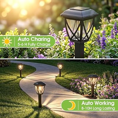 Greluna Solar Pathway Lights Outdoor 10 Pack, Warm White 3000K Solar Lights — view 3