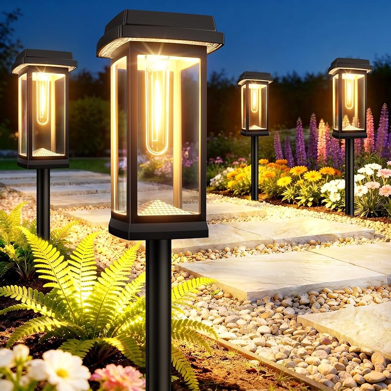 Solar Pathway Lights Outdoor, 8 Pack Upgraded Solar Garden Lights Solar Powered, Solar Lights Outdoor Waterpr…