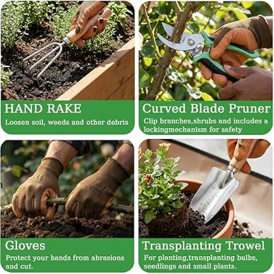 10-Piece Heavy Duty Garden Tool Set Green Gardening Essentials — view 4