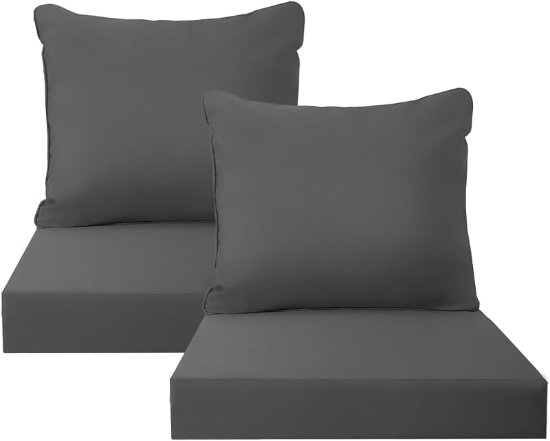 PatioGlow Outdoor Seat Cushion Set, 22" x 22" x 3.5", Set of 2, Water-Resistant & Fadeness Patio Furniture Cu…