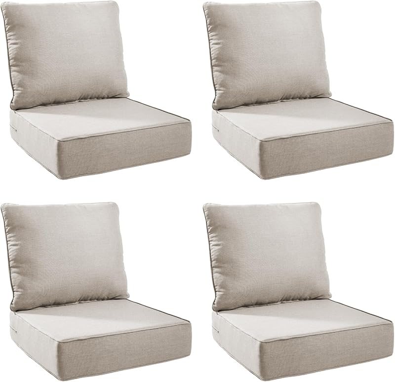 Outdoor Cushion Set for Furniture Patio Furniture, UV Resistant, Water Resistant - 6 Inch Thick Foam Garden C…