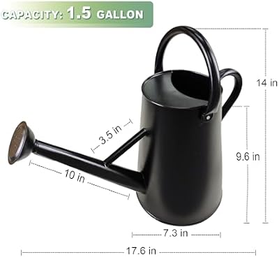 Watering Can for Outdoor&Indoor Plants，1.5 Gallon，Black — view 3