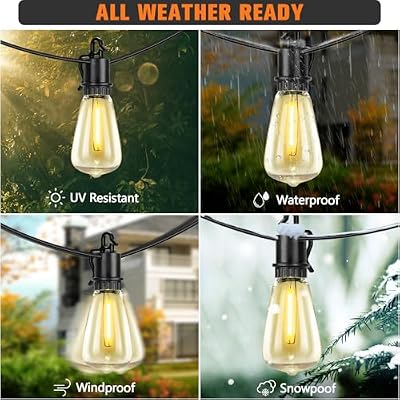 60FT Solar String Lights Outdoor Waterproof with Remote,Shatterproof ST38 20 LED Bulbs,2700K Dimmable Solar L… — view 4