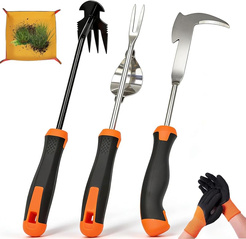 5 Pack Weed Puller Tool, Stainless Steel Manual Hand Weeding Tool Set