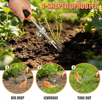 5 Pack Weed Puller Tool, Stainless Steel Manual Hand Weeding Tool Set — view 3