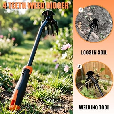 5 Pack Weed Puller Tool, Stainless Steel Manual Hand Weeding Tool Set — view 4