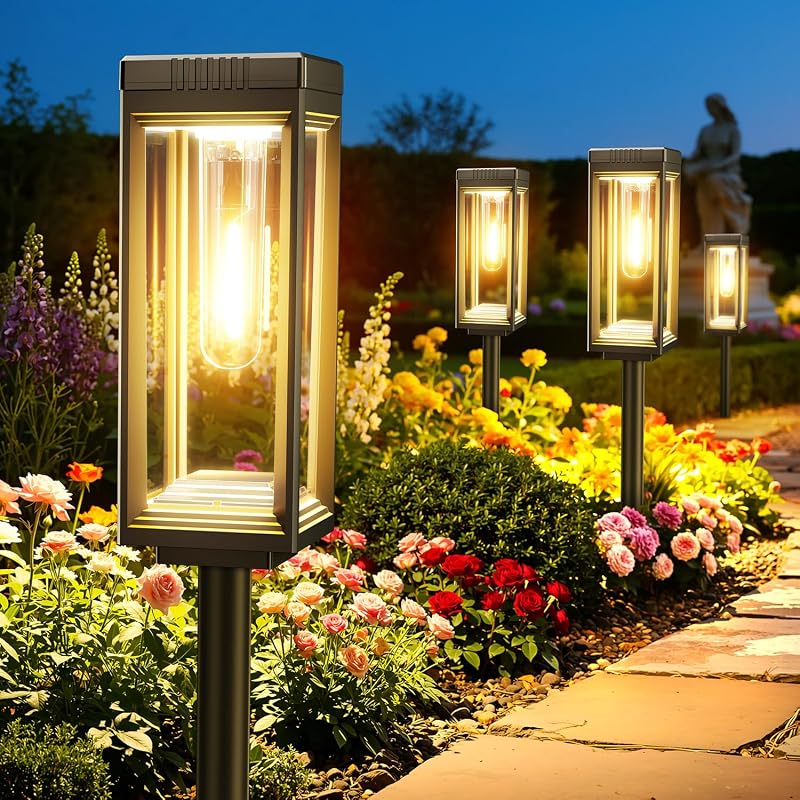 Tall Solar Lights Outdoor, 8 Pack Bright Pathway Lights Solar Powered