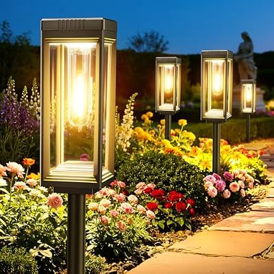 Tall Solar Lights Outdoor, 8 Pack Bright Pathway Lights Solar Powered — view 2