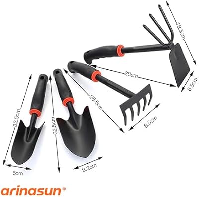 Garden Tool Set, 4 Pieces, Including 2 Shovels &1 Rake &1 Cultivator, Rust-Resistant lron Tools, Rubber Grip… — view 3