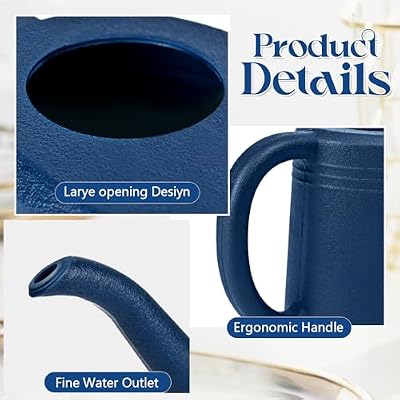 Watering Can - for Indoor and Outdoor Plant Garden - 1/4 Gallon - Navy Blue — view 4
