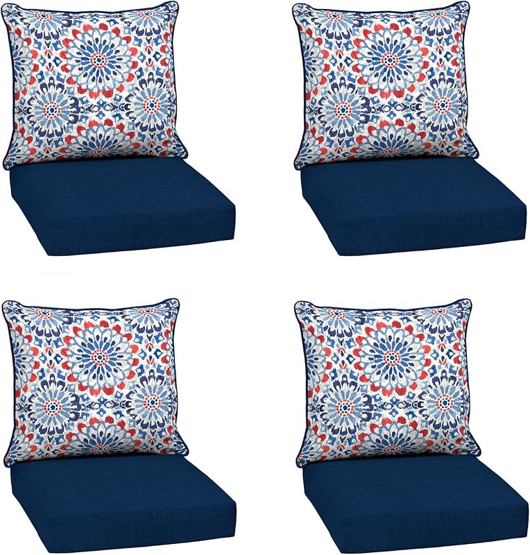 Arden Outdoor Deep Seat Cushion Set, 4-Pack, 24x24, Clark Blue