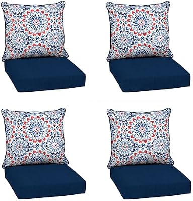 Arden Outdoor Deep Seat Cushion Set, 4-Pack, 24x24, Clark Blue — view 2